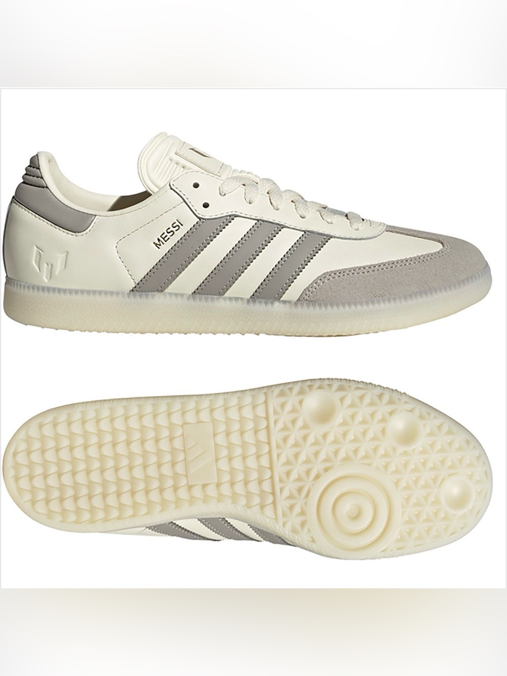 adidas Messi Low-Profile Sneakers in White and Light Gray